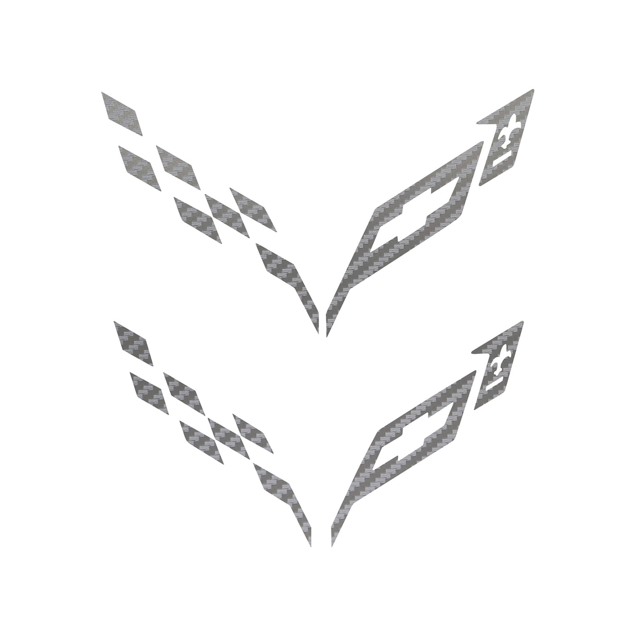 2014-2019 Corvette Front/Rear Flag Emblem Insert Overlay Sets - Gray Gloss Carbon Fiber - CA-77235-Corvette-Store-Online