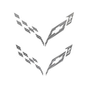 2014-2019 Corvette Front/Rear Flag Emblem Insert Overlay Sets - Gray Gloss Carbon Fiber - CA-77235-Corvette-Store-Online