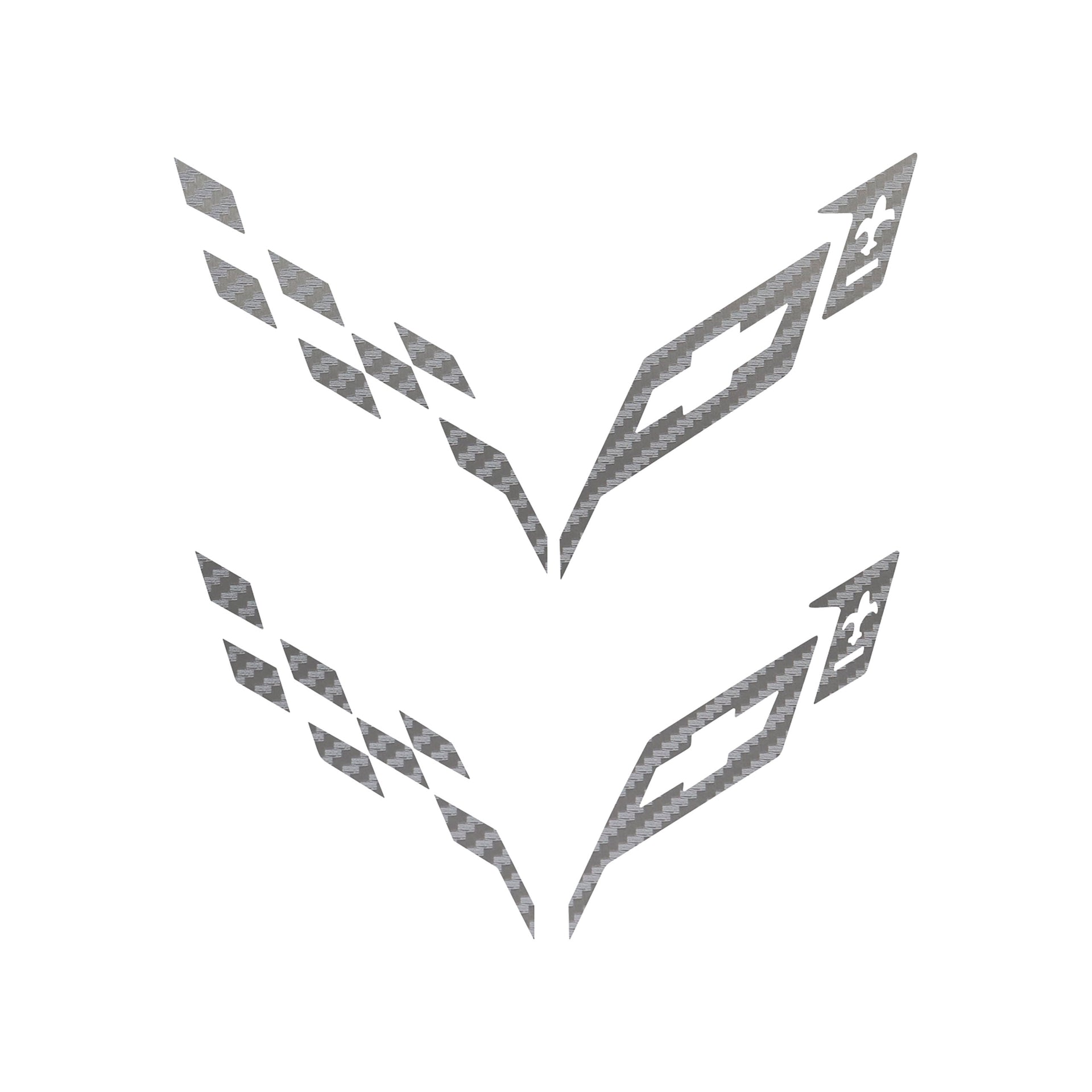 2014-2019 Corvette Front/Rear Flag Emblem Insert Overlay Sets - Gray Gloss Carbon Fiber - CA-77235-Corvette-Store-Online