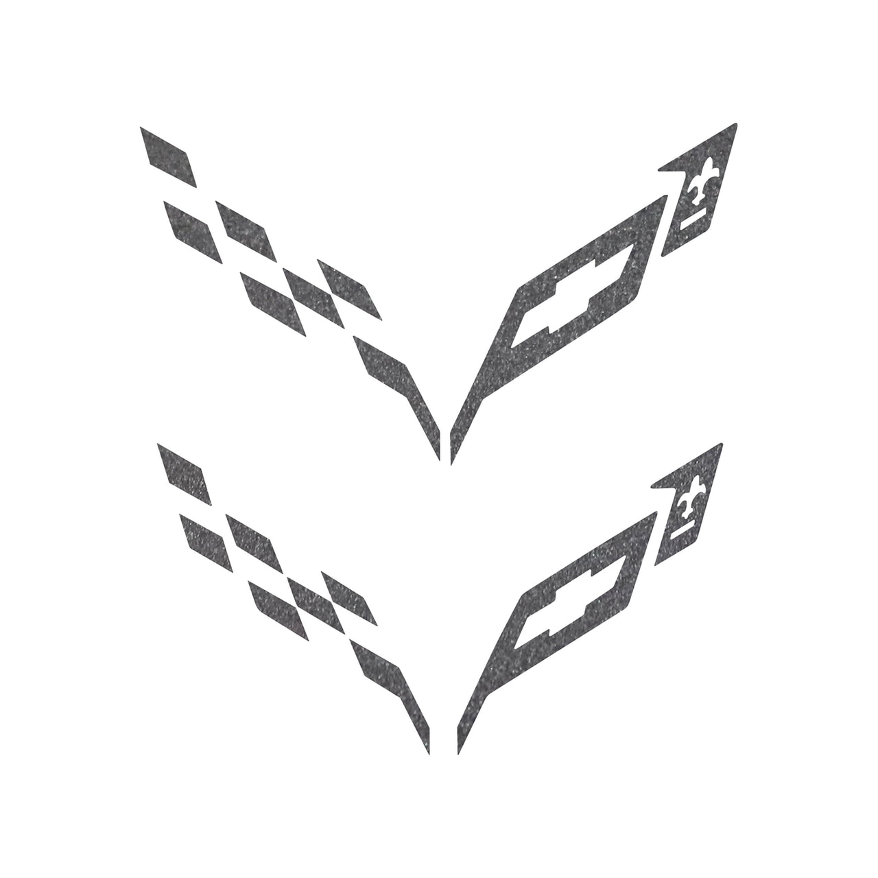 2014-2019 Corvette Front/Rear Flag Emblem Insert Overlay Sets - Gloss Metallic Pearl Black - CA-77238-Corvette-Store-Online