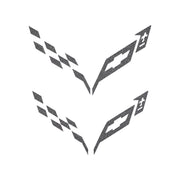 2014-2019 Corvette Front/Rear Flag Emblem Insert Overlay Sets - Gloss Metallic Pearl Black - CA-77238-Corvette-Store-Online