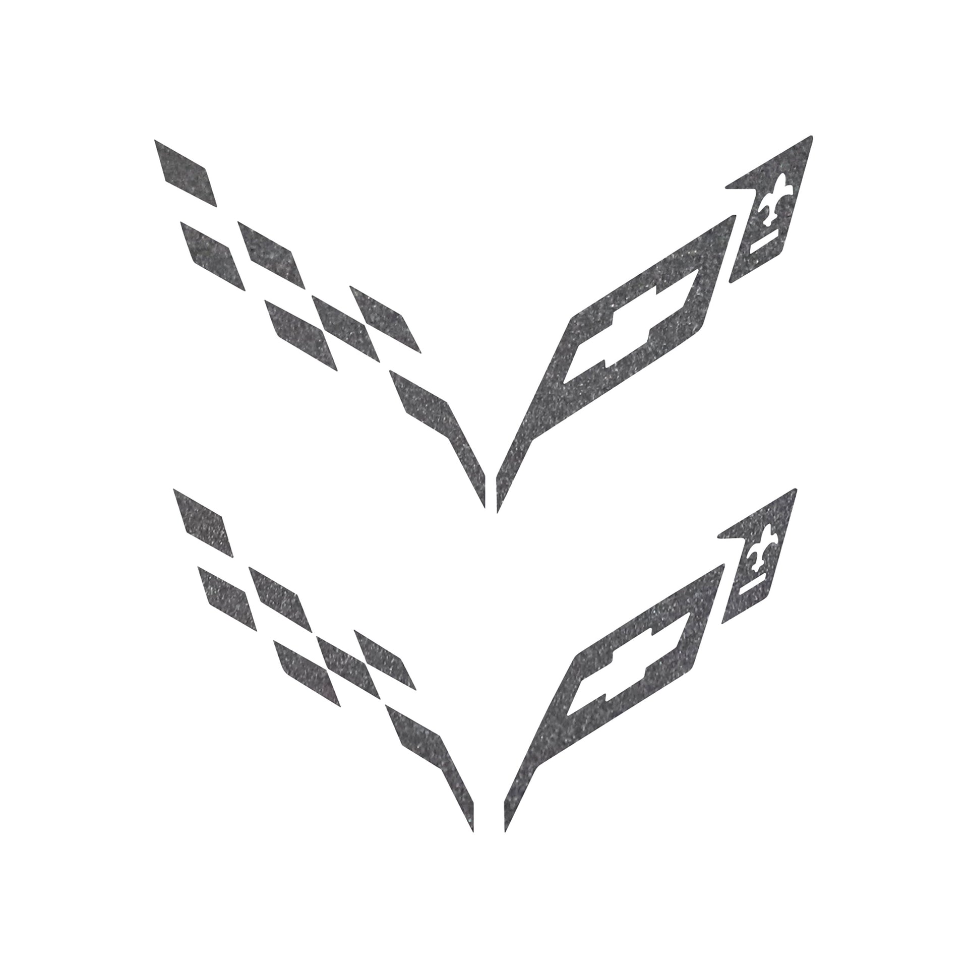 2014-2019 Corvette Front/Rear Flag Emblem Insert Overlay Sets - Gloss Metallic Pearl Black - CA-77238-Corvette-Store-Online