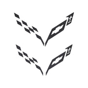 2014-2019 Corvette Front/Rear Flag Emblem Insert Overlay Sets - Gloss Carbon Flash Metallic - CA-77240-Corvette-Store-Online