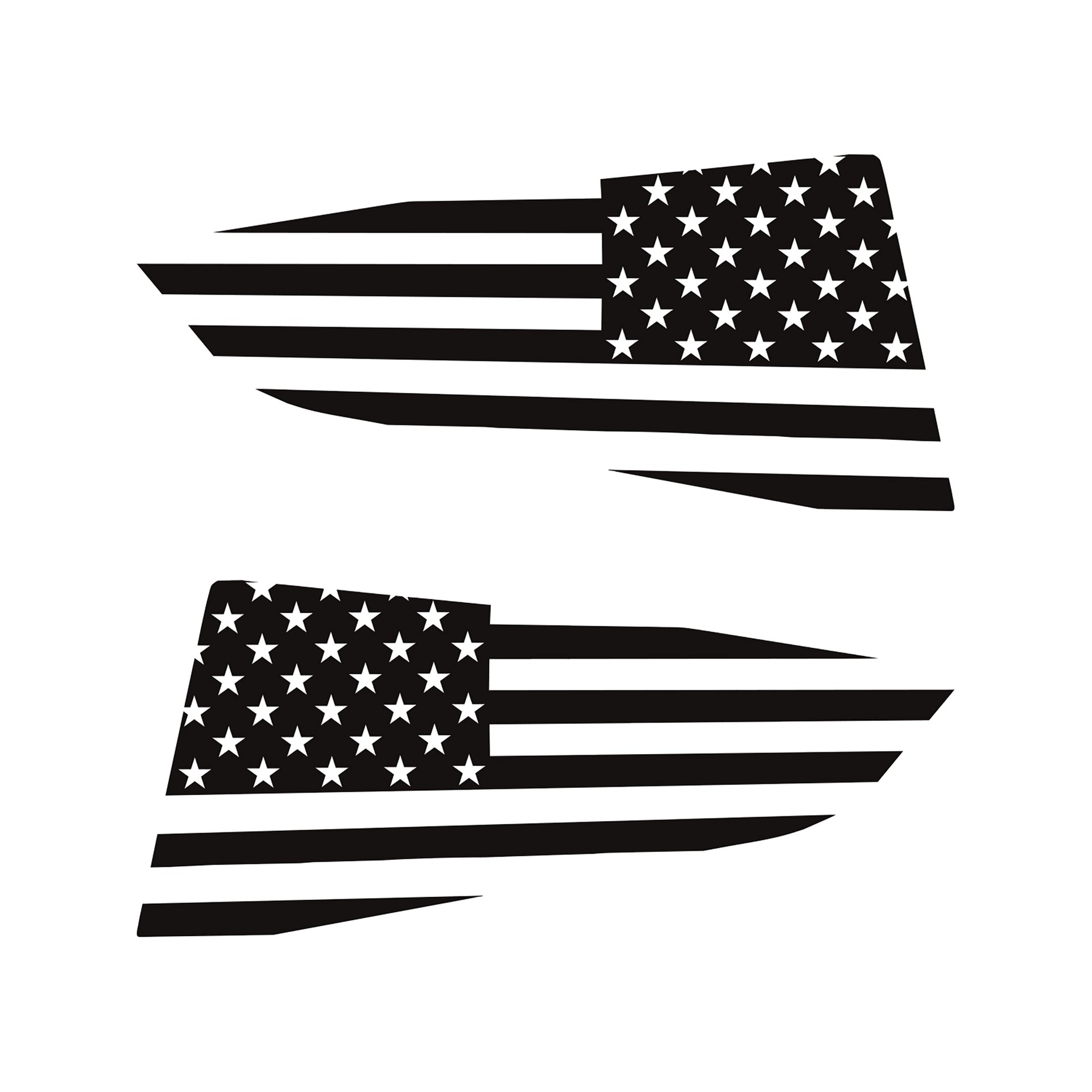 2014-2019 Corvette Quarter Window Flag Decal - Gloss Black - Standard USA Flag - CA-77245-Corvette-Store-Online