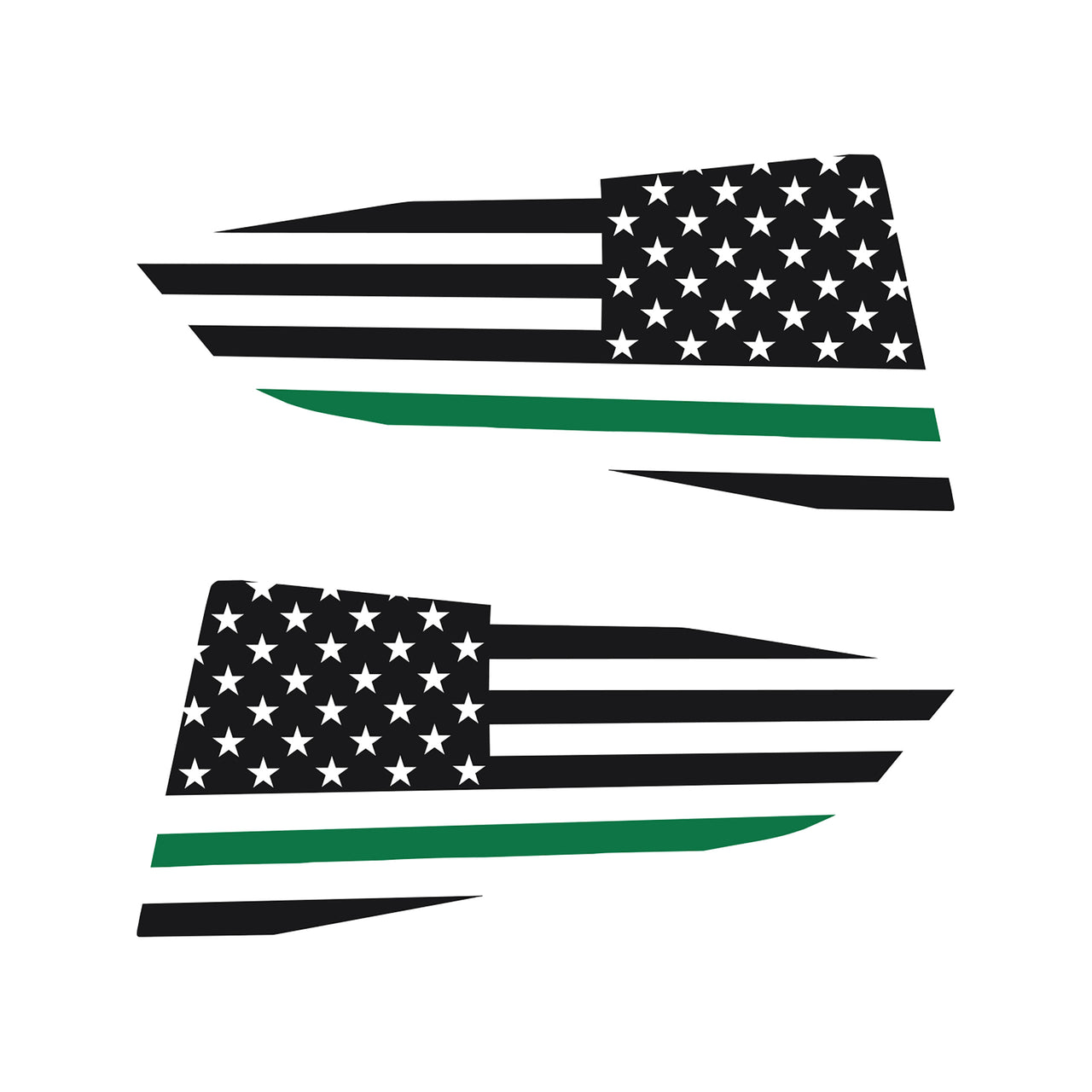 2014-2019 Corvette Quarter Window Flag Decal - Gloss Black - Std USA Flag W/Green Stripe - CA-77247-Corvette-Store-Online