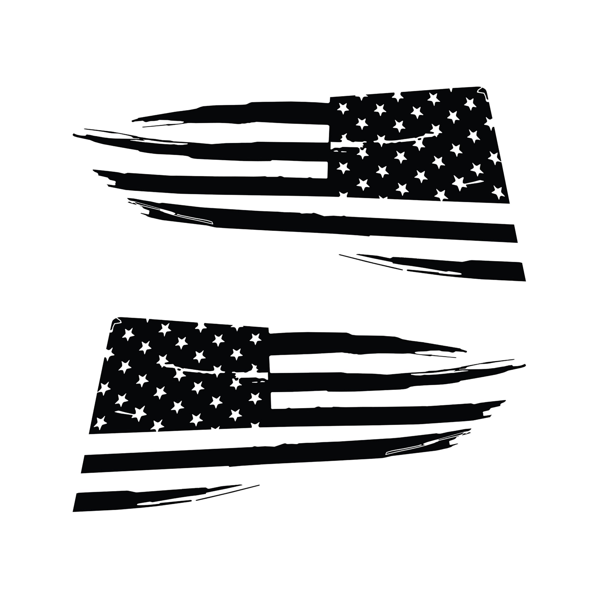 2014-2019 Corvette Quarter Window Flag Decal - Gloss Black - Distressed USA Flag - CA-77248-Corvette-Store-Online