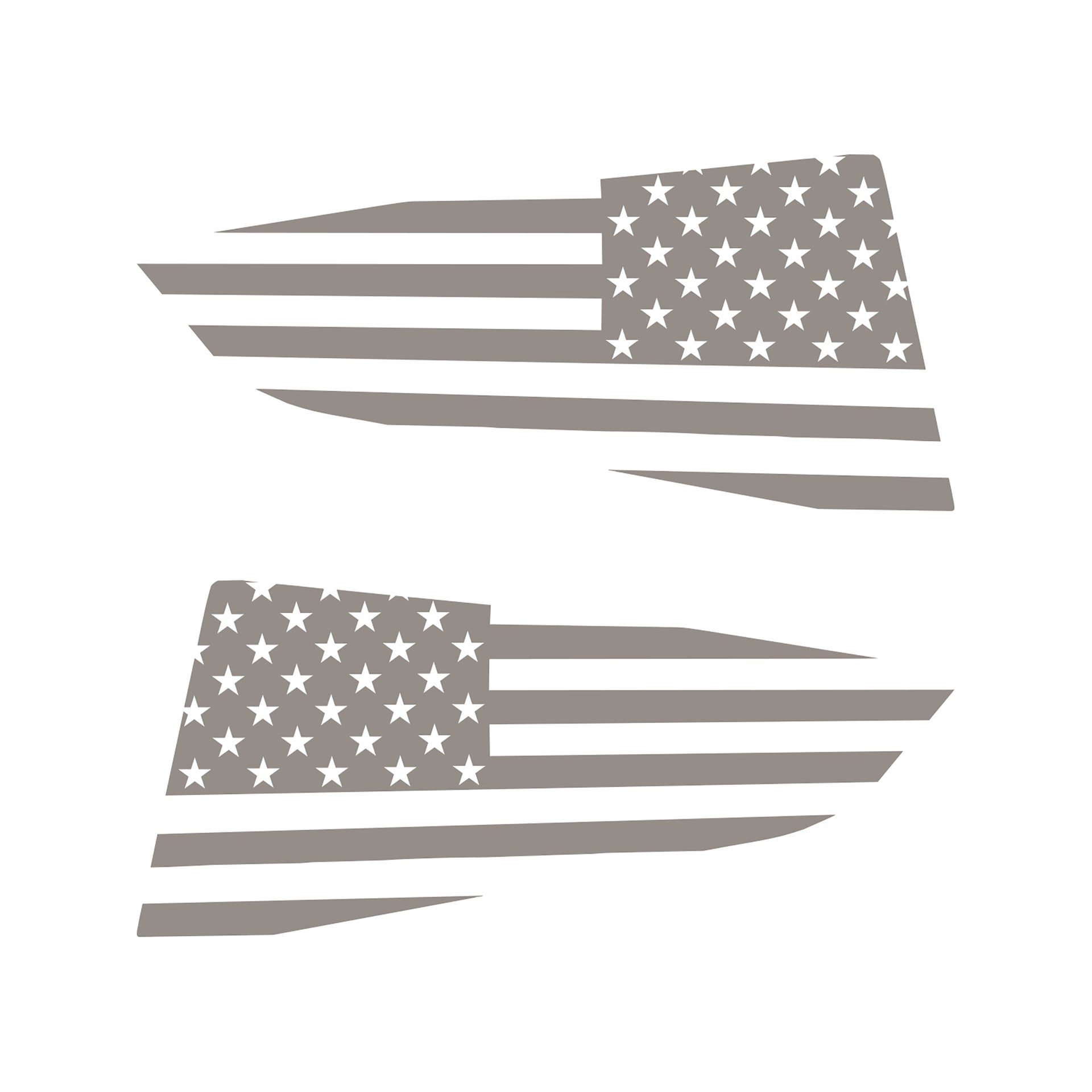 2014-2019 Corvette Quarter Window Flag Decal - Gloss Silver - Standard USA Flag - CA-77253-Corvette-Store-Online