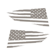 2014-2019 Corvette Quarter Window Flag Decal - Gloss Silver - Distressed USA Flag - CA-77256-Corvette-Store-Online