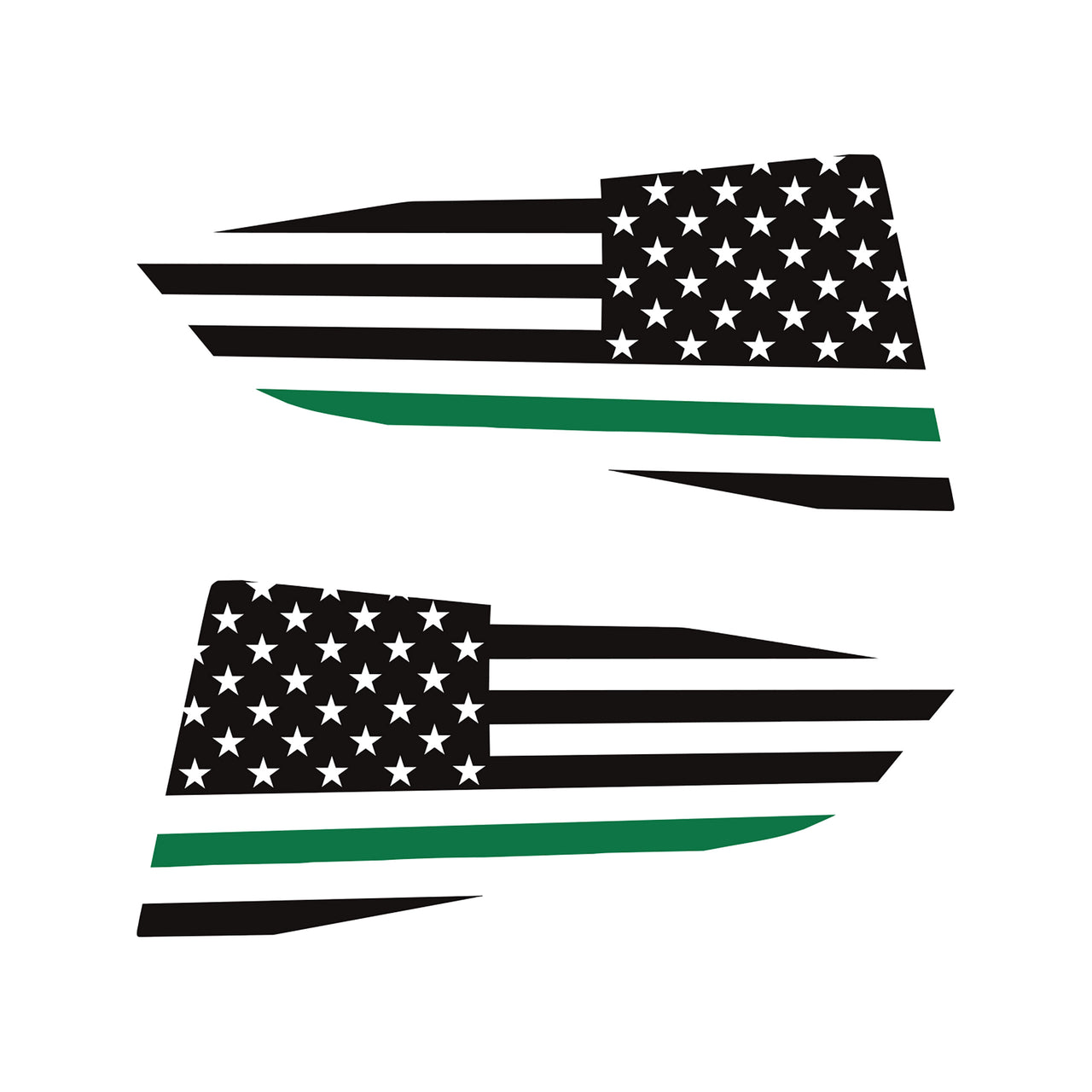2014-2019 Corvette Quarter Window Flag Decal - Matte Black - Std USA Flag W/Green Stripe - CA-77265-Corvette-Store-Online