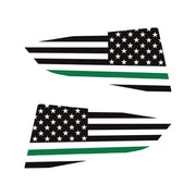 2014-2019 Corvette Quarter Window Flag Decal - Matte Black - Std USA Flag W/Green Stripe - CA-77265-Corvette-Store-Online