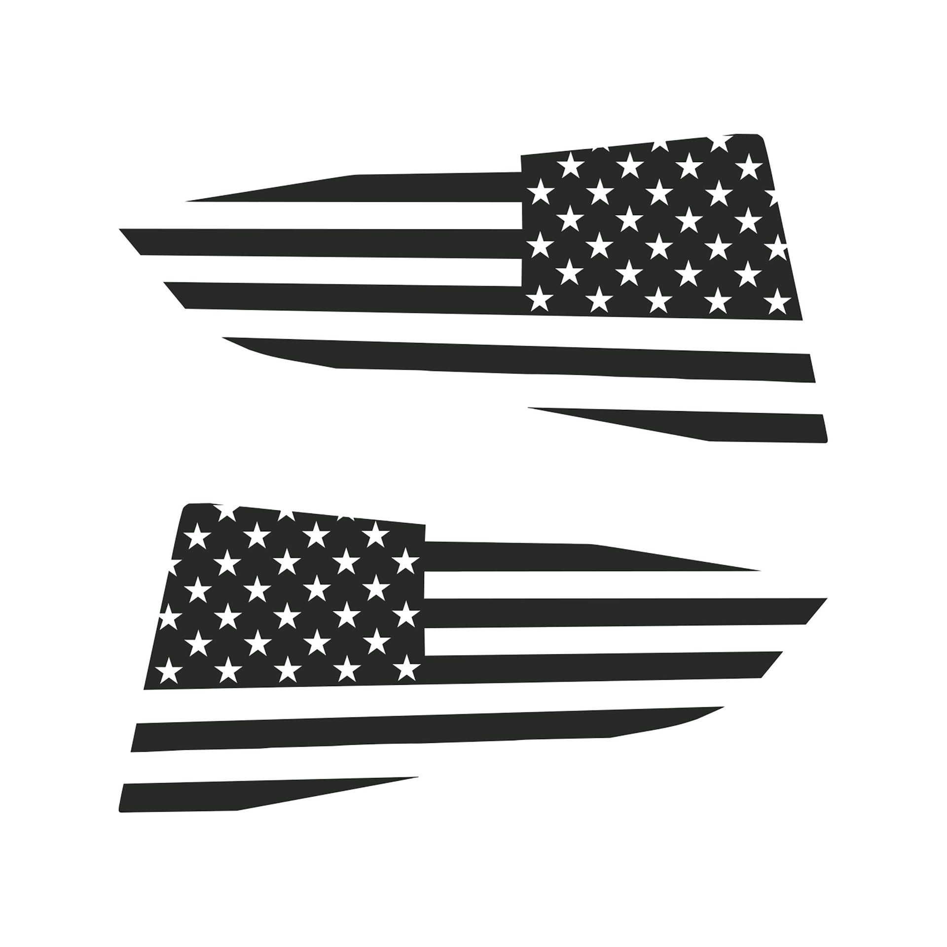 2014-2019 Corvette Quarter Window Flag Decal - Matte Dark Gray - Standard USA Flag - CA-77269-Corvette-Store-Online