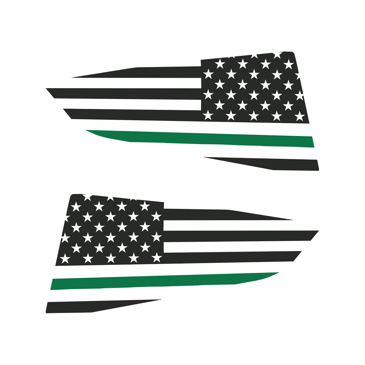 2014-2019 Corvette Quarter Window Flag Decal - Matte Dark Gray - Std USA Flag W/Green Stripe - CA-77270-Corvette-Store-Online