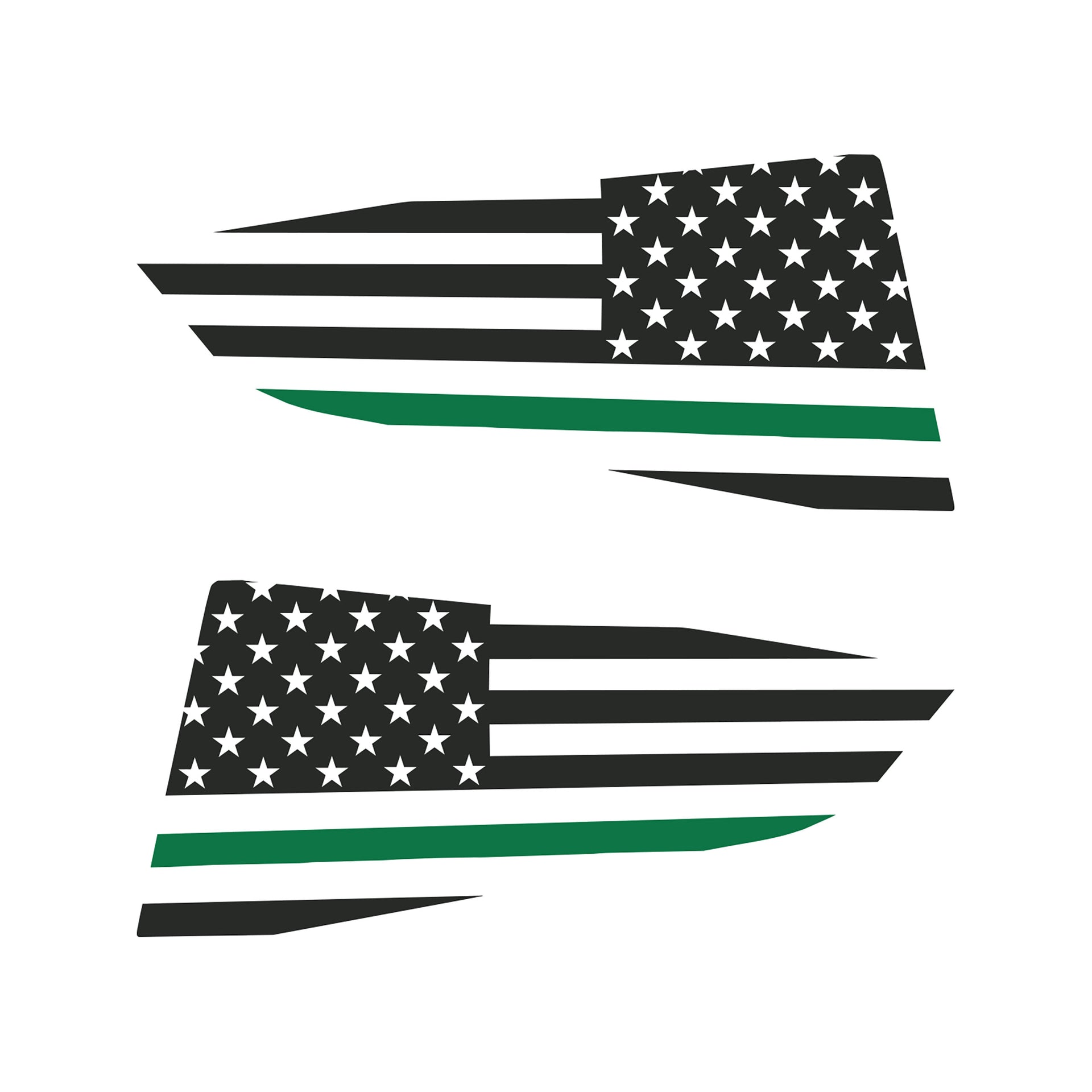 2014-2019 Corvette Quarter Window Flag Decal - Matte Dark Gray - Std USA Flag W/Green Stripe - CA-77270-Corvette-Store-Online