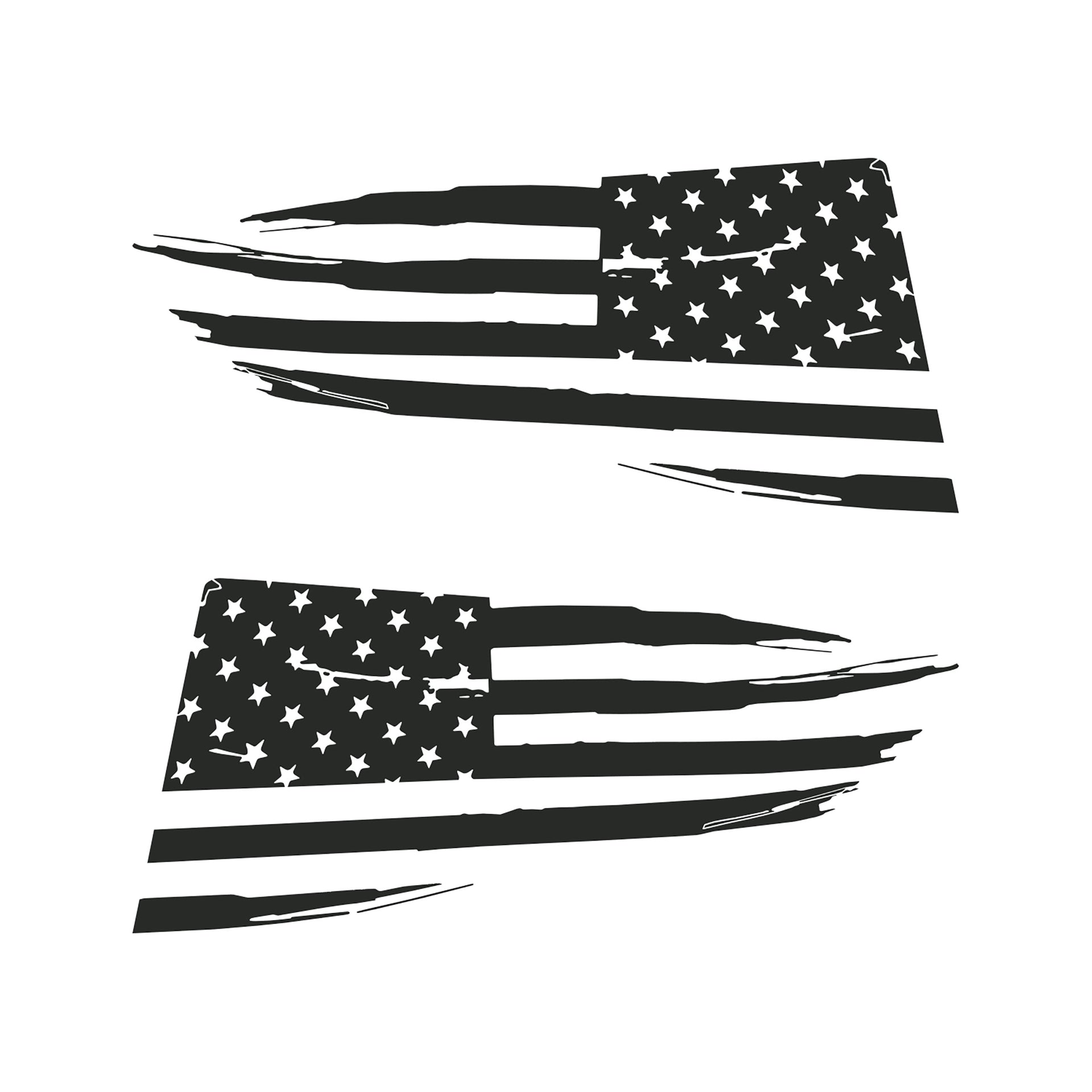 2014-2019 Corvette Quarter Window Flag Decal - Matte Dark Gray - Distressed USA Flag - CA-77271-Corvette-Store-Online