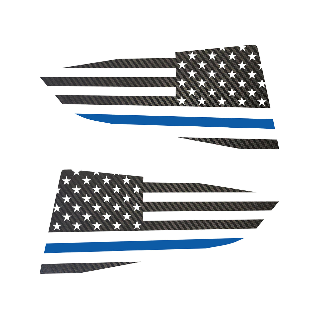 2014-2019 Corvette Quarter Window Flag Decal - Blk Carbon Fiber Texturd - Std USA Flag W/Blu Stripe - CA-77277-Corvette-Store-Online