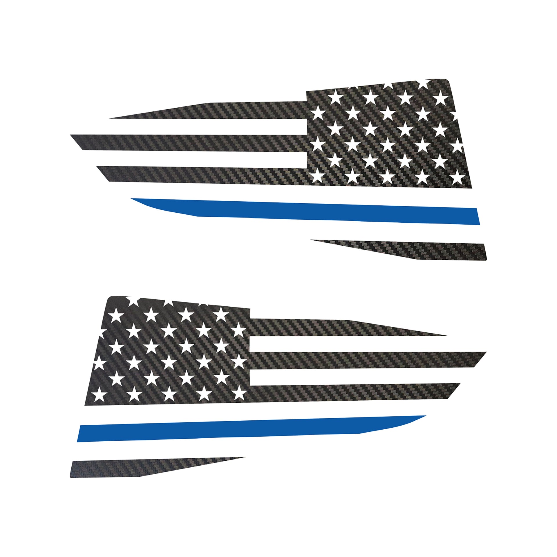 2014-2019 Corvette Quarter Window Flag Decal - Blk Carbon Fiber Texturd - Std USA Flag W/Blu Stripe - CA-77277-Corvette-Store-Online