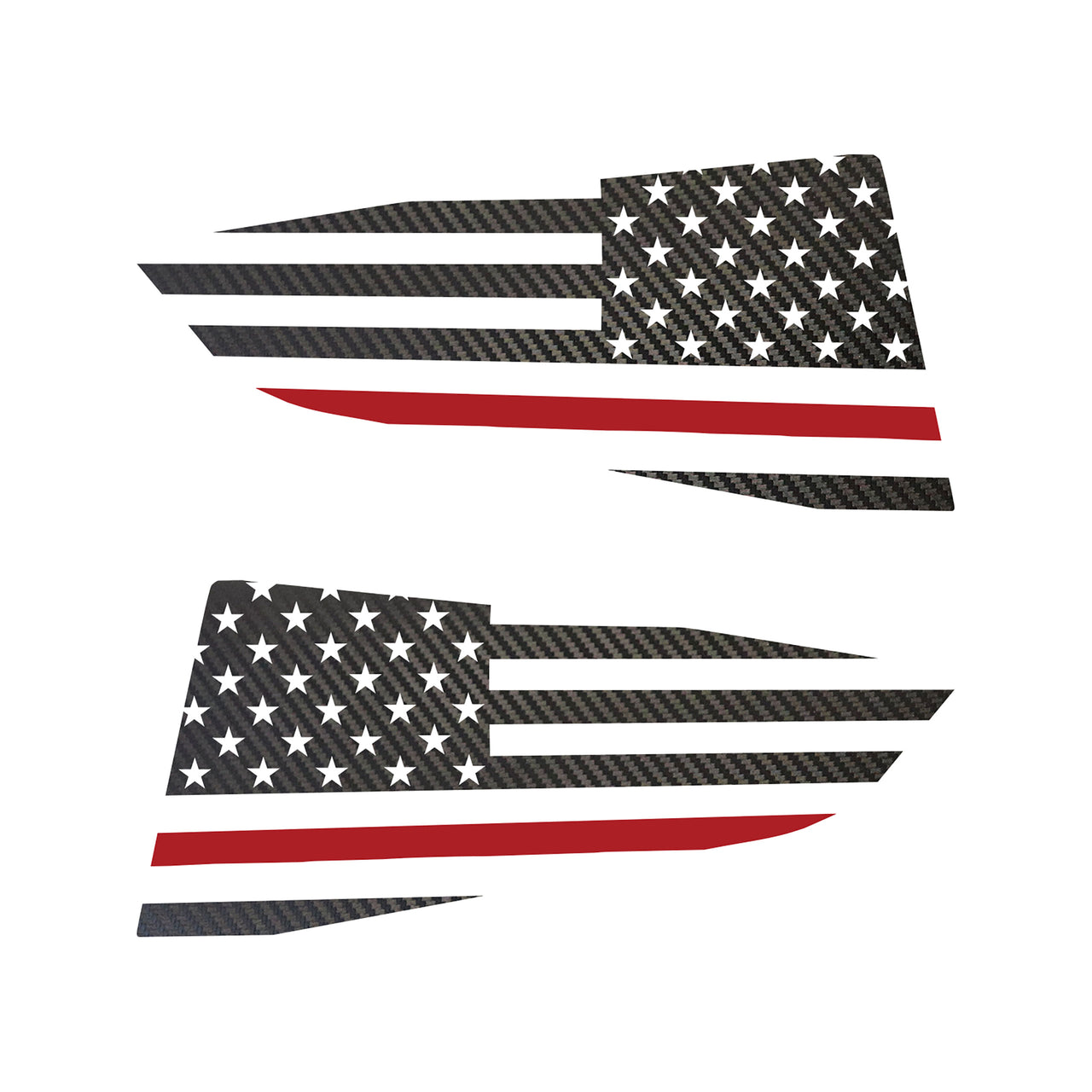 2014-2019 Corvette Quarter Window Flag Decal - Blk Carbon Fiber Texturd - Std USA Flag W/Red Stripe - CA-77278-Corvette-Store-Online
