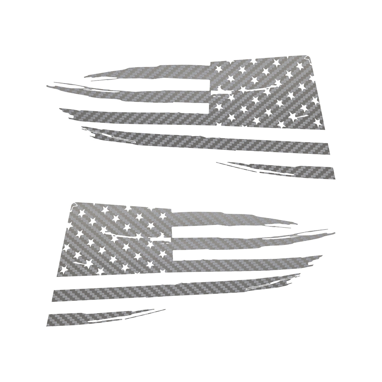 2014-2019 Corvette Quarter Window Flag Decal - Silver Carbon Fiber Textured - Distressed USA Flag - CA-77281-Corvette-Store-Online