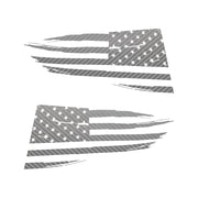 2014-2019 Corvette Quarter Window Flag Decal - Silver Carbon Fiber Textured - Distressed USA Flag - CA-77281-Corvette-Store-Online