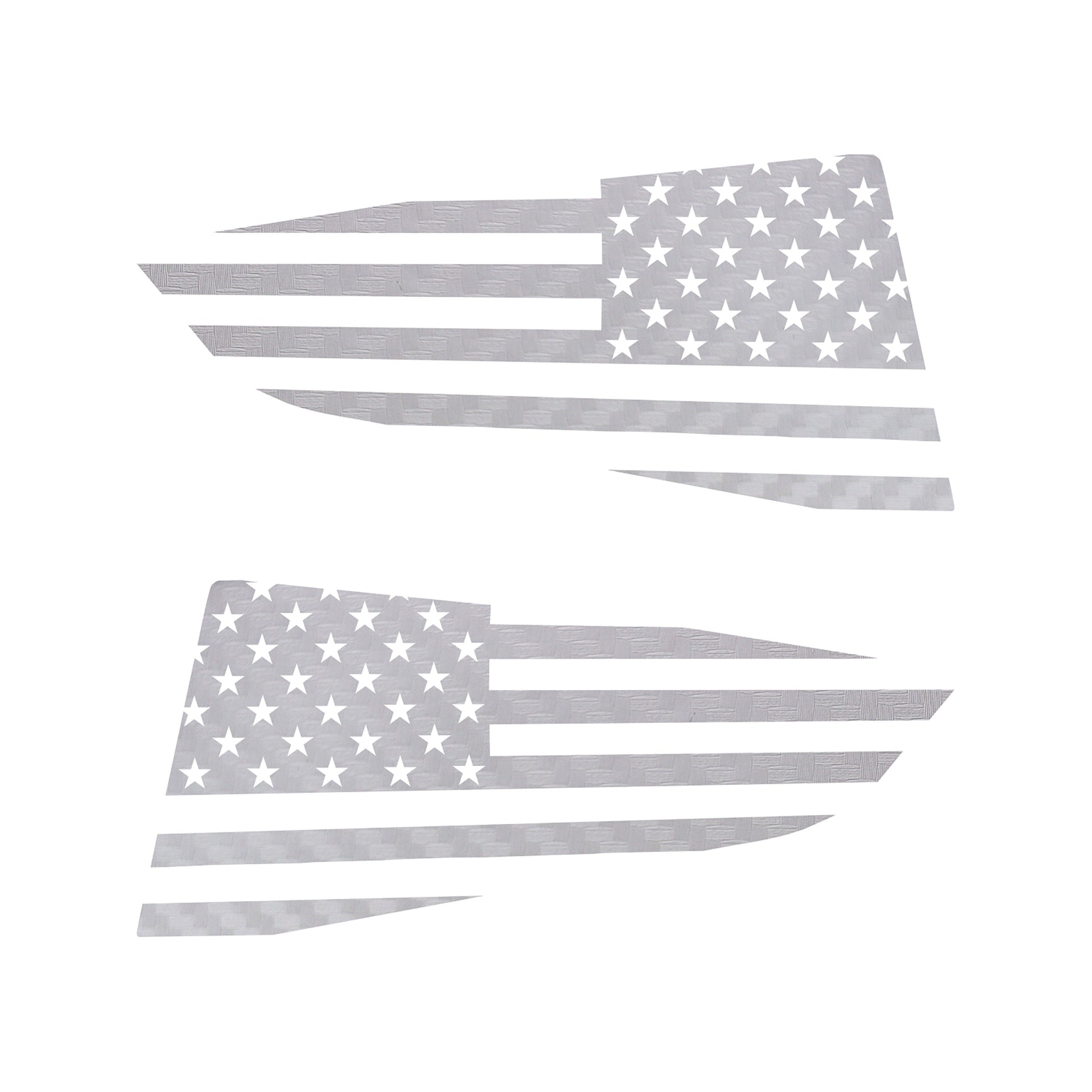 2014-2019 Corvette Quarter Window Flag Decal - Wht Carbon Fiber Texturd - Std USA Flag W/Grn Stripe - CA-77283-Corvette-Store-Online