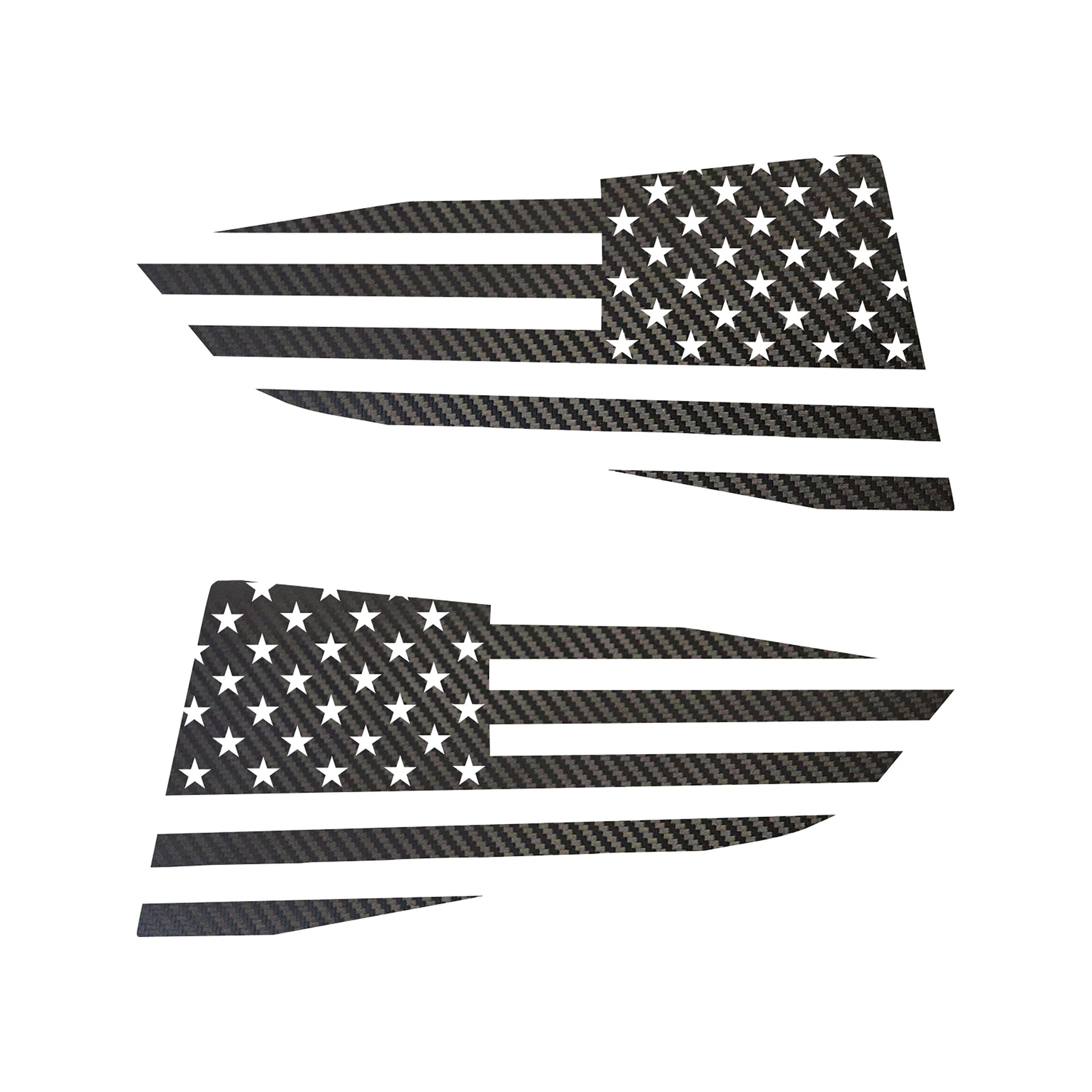 2014-2019 Corvette Quarter Window Flag Decal - Black Gloss Carbon Fiber - Standard USA Flag - CA-77284-Corvette-Store-Online