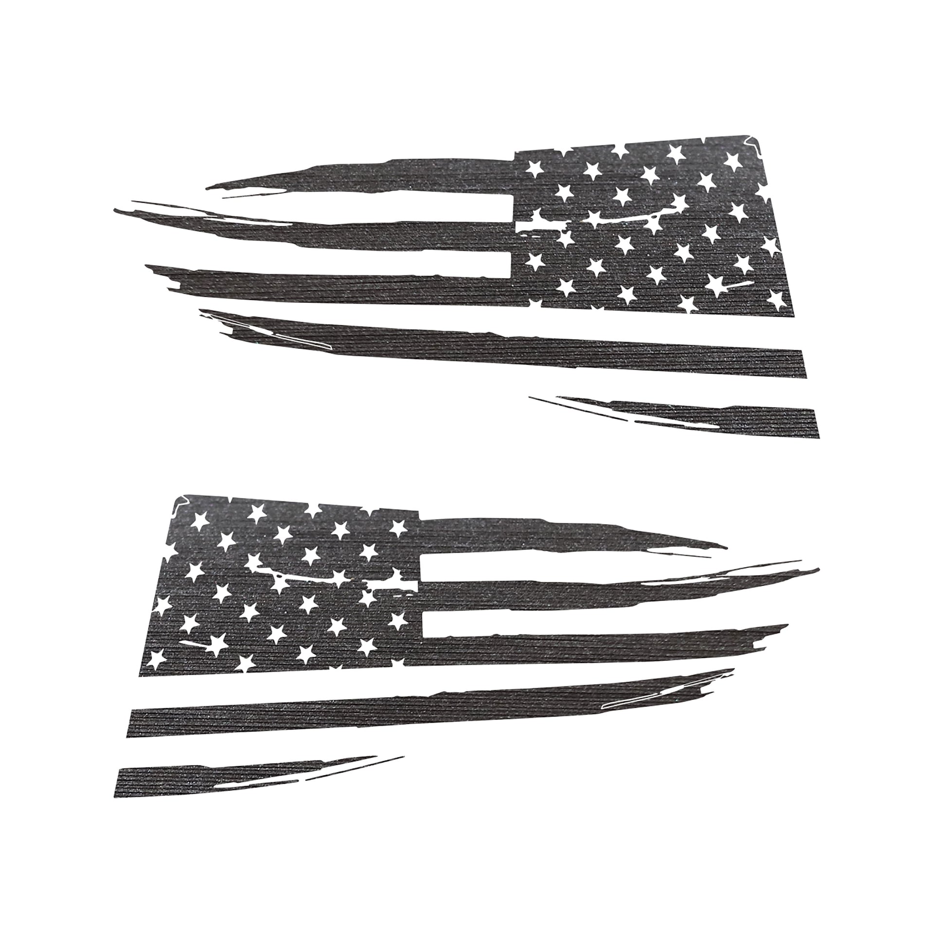 2014-2019 Corvette Quarter Window Flag Decal - Gunmetal Brushed Steel - Distressed USA Flag - CA-77288-Corvette-Store-Online