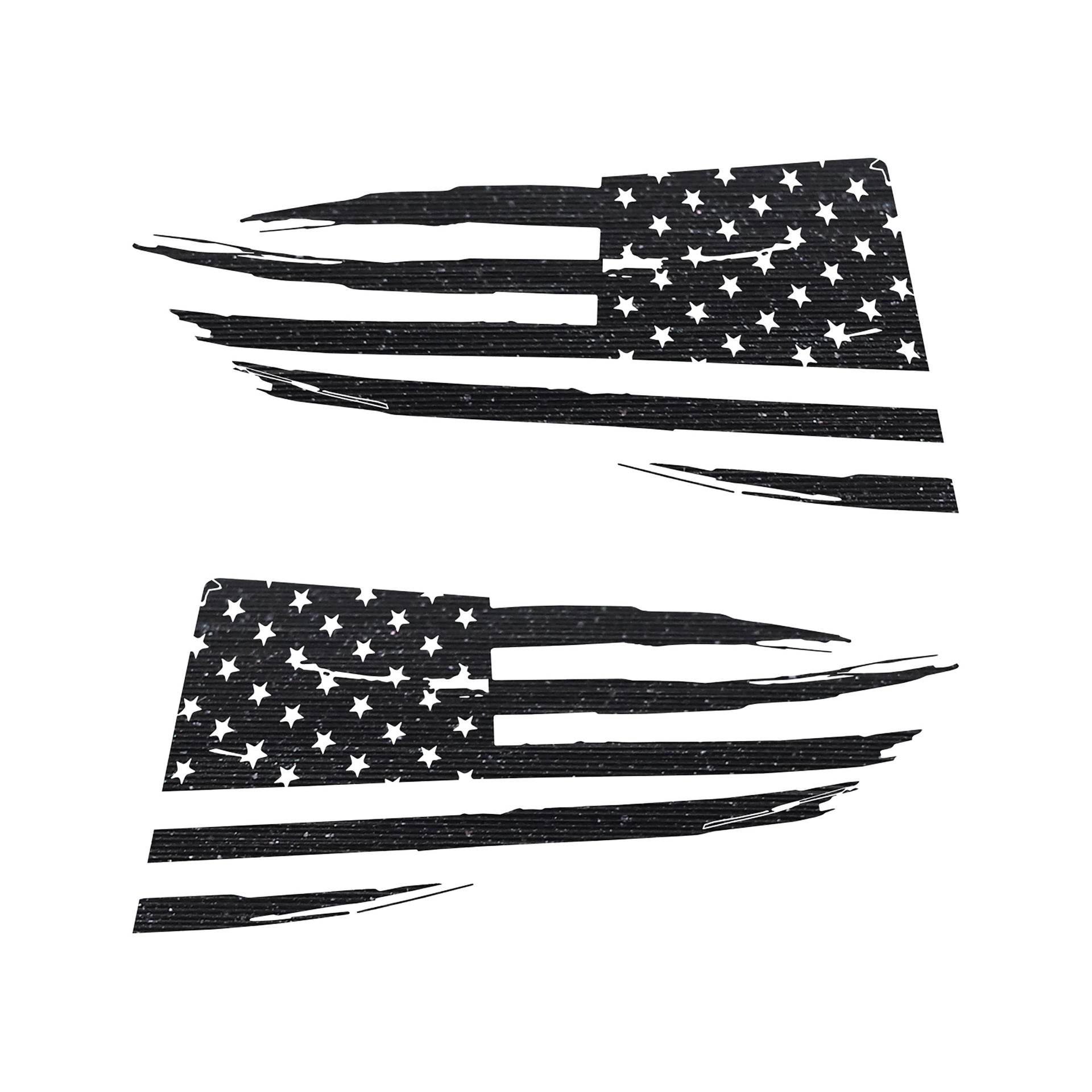 2014-2019 Corvette Quarter Window Flag Decal - Black Brushed Steel - Distressed USA Flag - CA-77289-Corvette-Store-Online