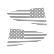 2014-2019 Corvette Quarter Window Flag Decal - Matte Pearl Gray - Standard USA Flag - CA-77290-Corvette-Store-Online