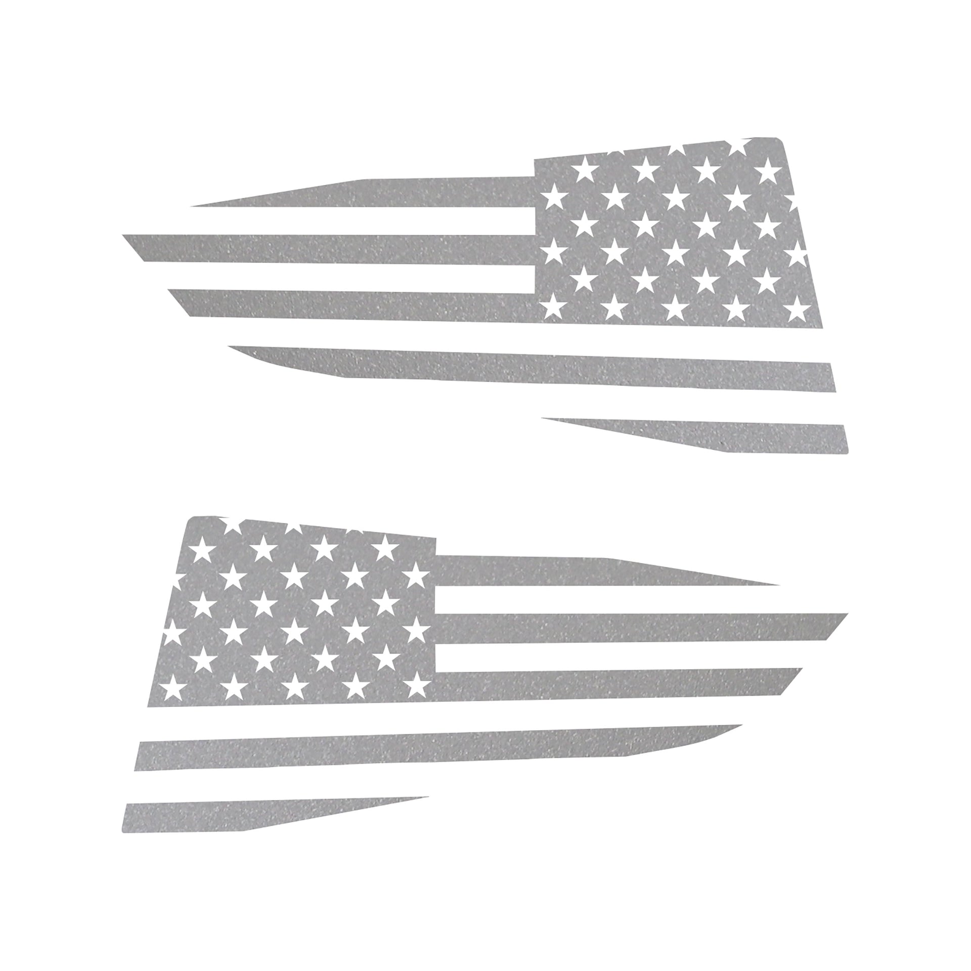 2014-2019 Corvette Quarter Window Flag Decal - Matte Pearl Gray - Standard USA Flag - CA-77290-Corvette-Store-Online