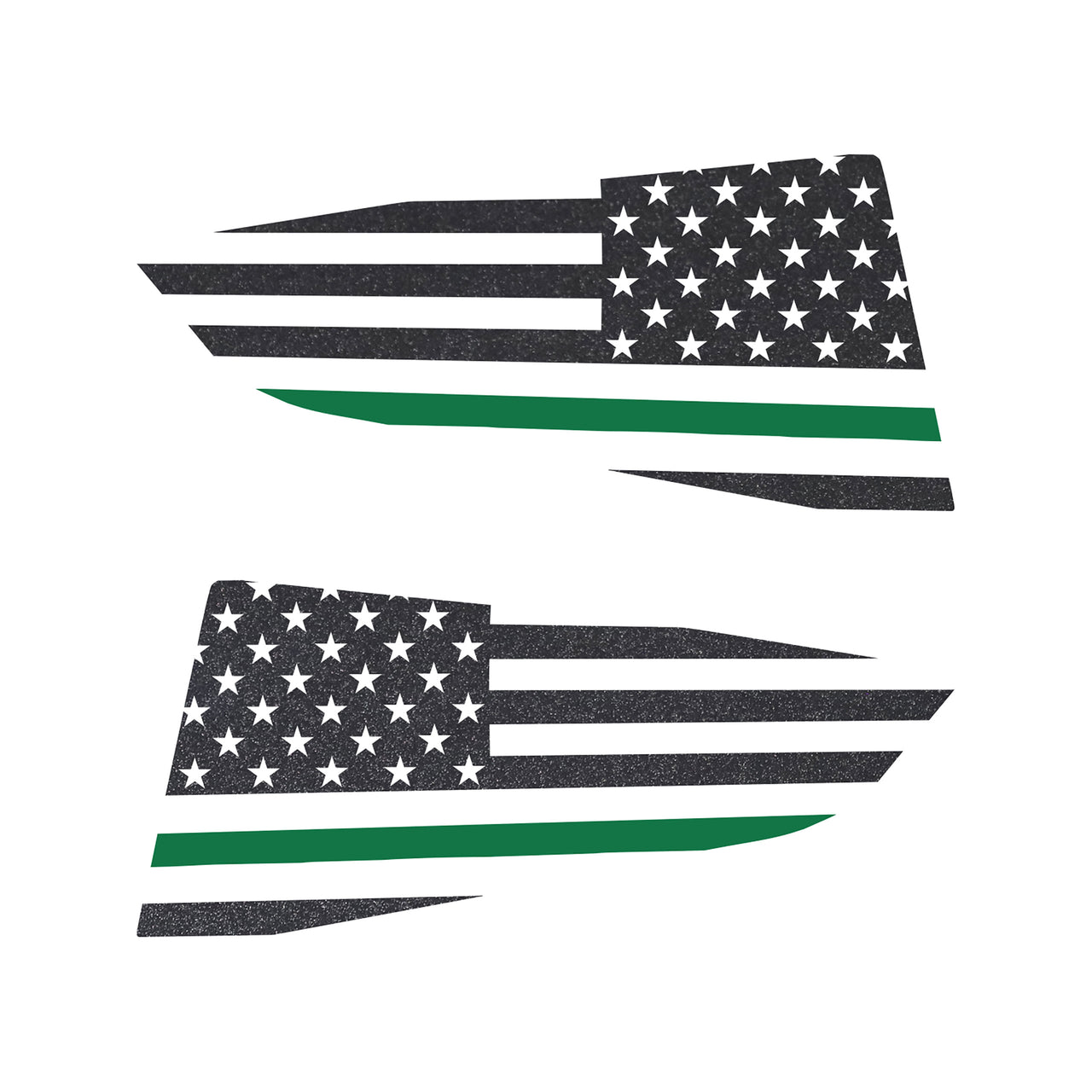 2014-2019 Corvette Quarter Window Flag Decal - Gloss Carbon Flash Met - Std USA Flag W/Green Stripe - CA-77295-Corvette-Store-Online