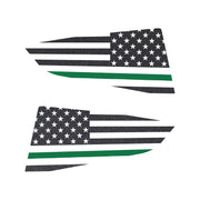 2014-2019 Corvette Quarter Window Flag Decal - Gloss Carbon Flash Met - Std USA Flag W/Green Stripe - CA-77295-Corvette-Store-Online