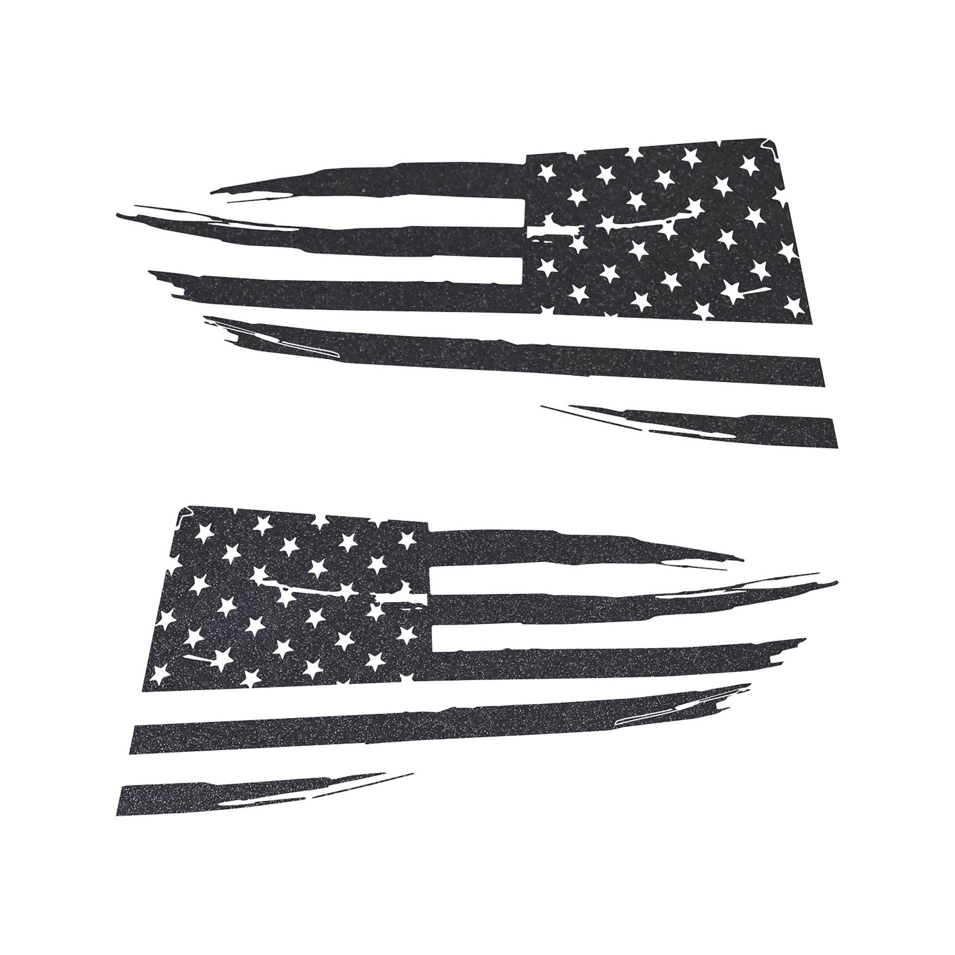 2014-2019 Corvette Quarter Window Flag Decal - Gloss Carbon Flash - Distressed USA Flag - CA-77296-Corvette-Store-Online