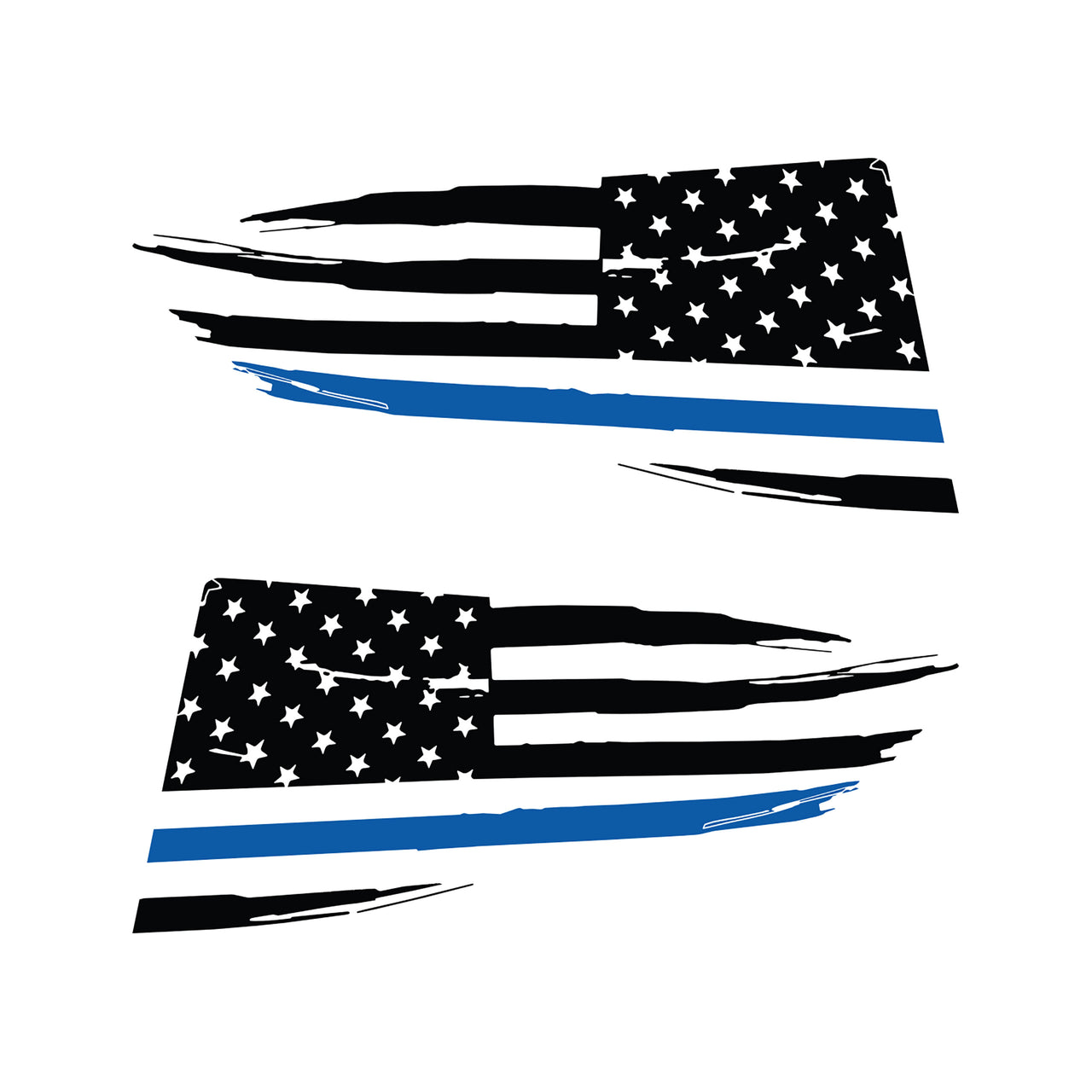 2014-2019 Corvette Quarter Window Flag Decal - Gloss Black - Distressed USA Flag W/Blue Stripe - CA-77298-Corvette-Store-Online