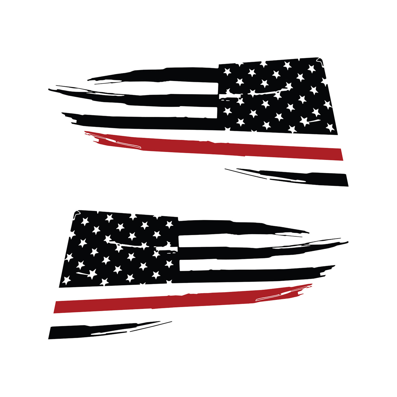 2014-2019 Corvette Quarter Window Flag Decal - Gloss Black - Distressed USA Flag W/Red Stripe - CA-77299-Corvette-Store-Online