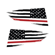 2014-2019 Corvette Quarter Window Flag Decal - Gloss Black - Distressed USA Flag W/Red Stripe - CA-77299-Corvette-Store-Online
