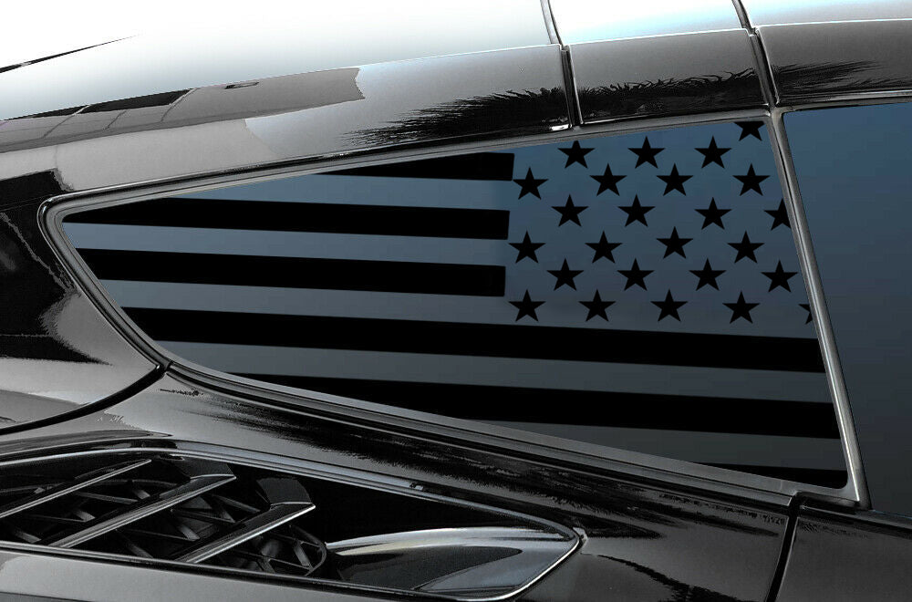 2014-2019 Corvette Quarter Window Flag Decal - Gloss Black - Distressed Texas Flag - CA-77300-Corvette-Store-Online
