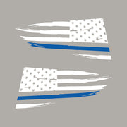 2014-2019 Corvette Quarter Window Flag Decal - Gloss White - Distressed USA Flag W/Blue Stripe - CA-77301-Corvette-Store-Online