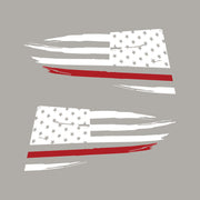 2014-2019 Corvette Quarter Window Flag Decal - Gloss White - Distressed USA Flag W/Red Stripe - CA-77302-Corvette-Store-Online