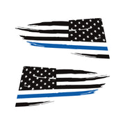 2014-2019 Corvette Quarter Window Flag Decal - Matte Black - Distressed USA Flag W/Blue Stripe - CA-77304-Corvette-Store-Online