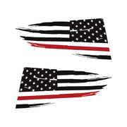 2014-2019 Corvette Quarter Window Flag Decal - Matte Black - Distressed USA Flag W/Red Stripe - CA-77305-Corvette-Store-Online