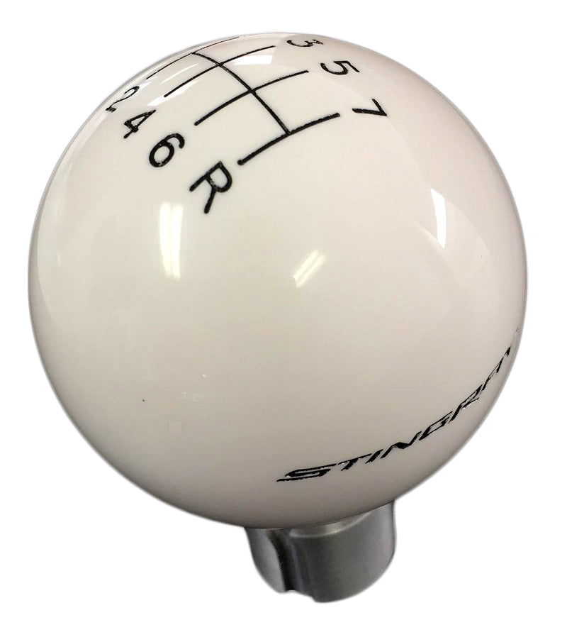 2014-2019 Corvette Shift Knob W/Shift Pattern & Side Stingray Script - White/Red - CA-77378-Corvette-Store-Online