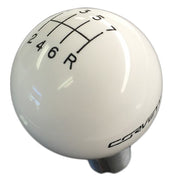 2014-2019 Corvette Shift Knob W/Shift Pattern & Side Corvette Script - White/Black - CA-77379-Corvette-Store-Online