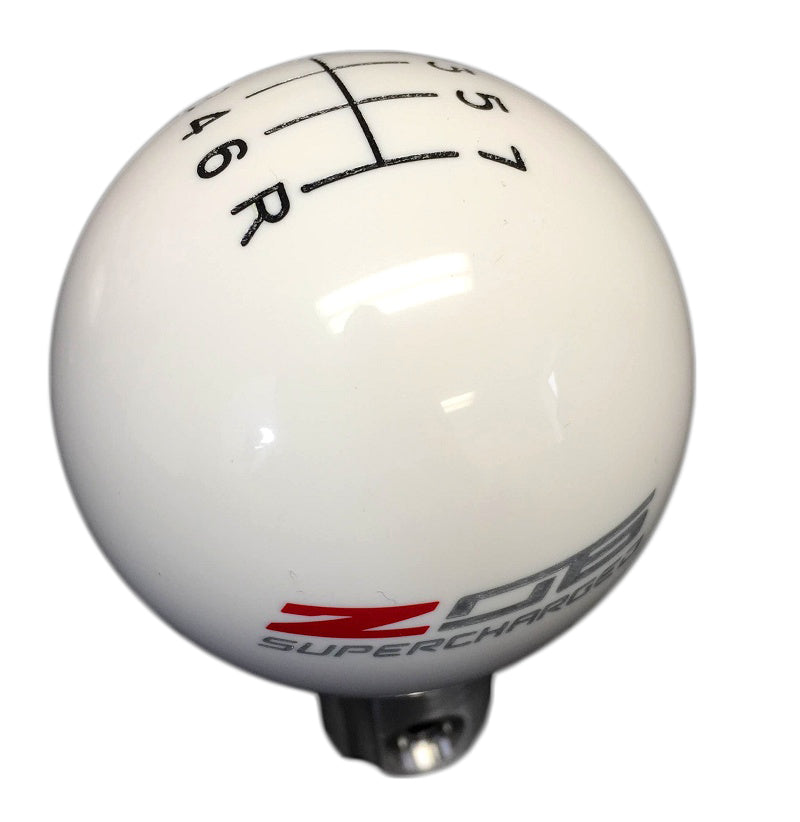 2015-2019 Corvette Shift Knob w/Shift Pattern & Side Z06 Logo - White/Black - CA-77388-Corvette-Store-Online