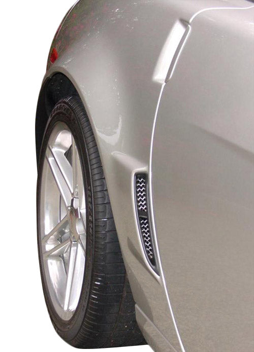 2005-2013 Corvette Rear Fender Brake Duct Grille Screens - All Exc ZR1 - Aluminum W/Black Finish - CA-77592-Corvette-Store-Online