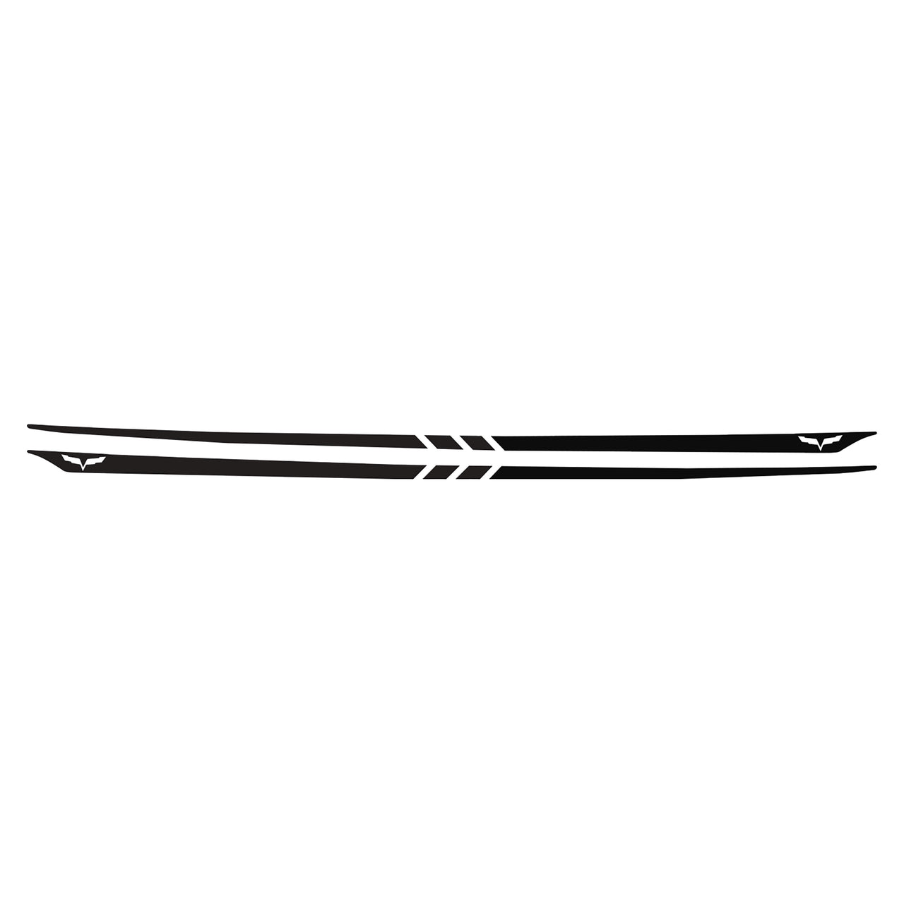 2005-2013 Corvette Hood Stripes Decal Three Stripes w/ Crossed Flags Outline Gloss Black - CA-77968-Corvette-Store-Online