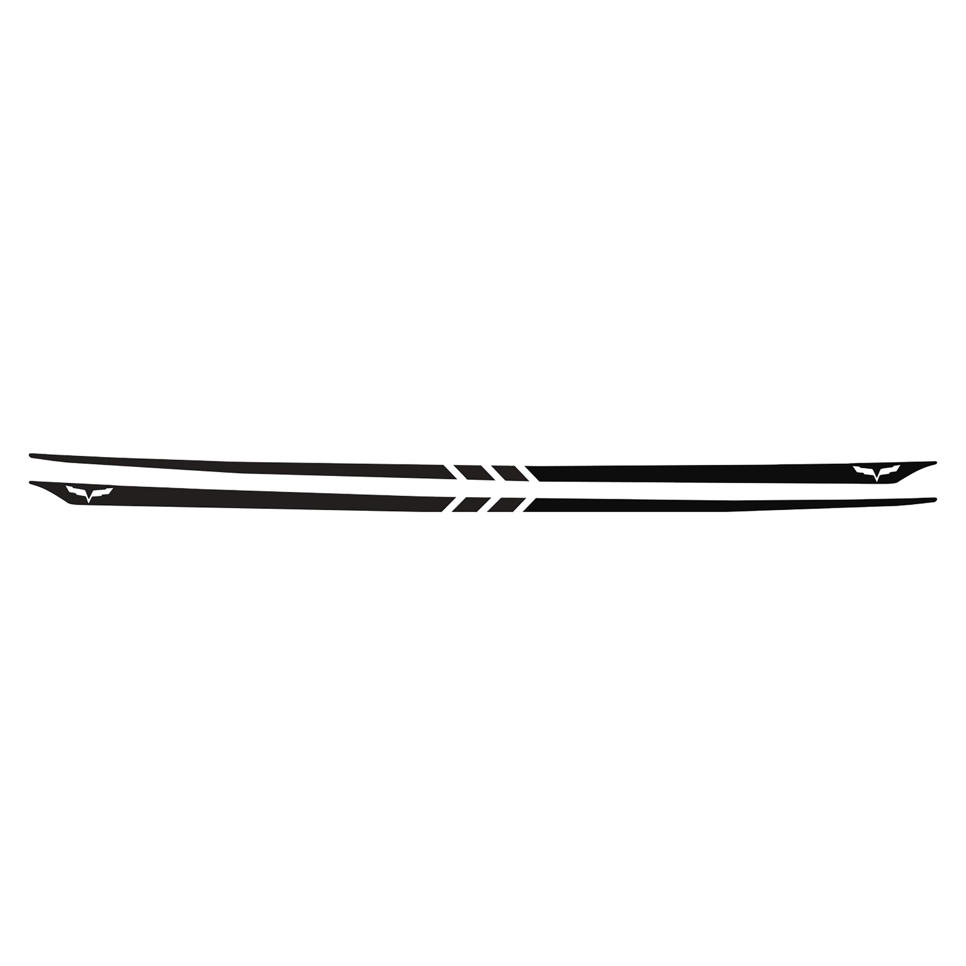 2005-2013 Corvette Hood Stripes Decal Three Stripes w/ Crossed Flags Outline Gloss Black - CA-77968-Corvette-Store-Online