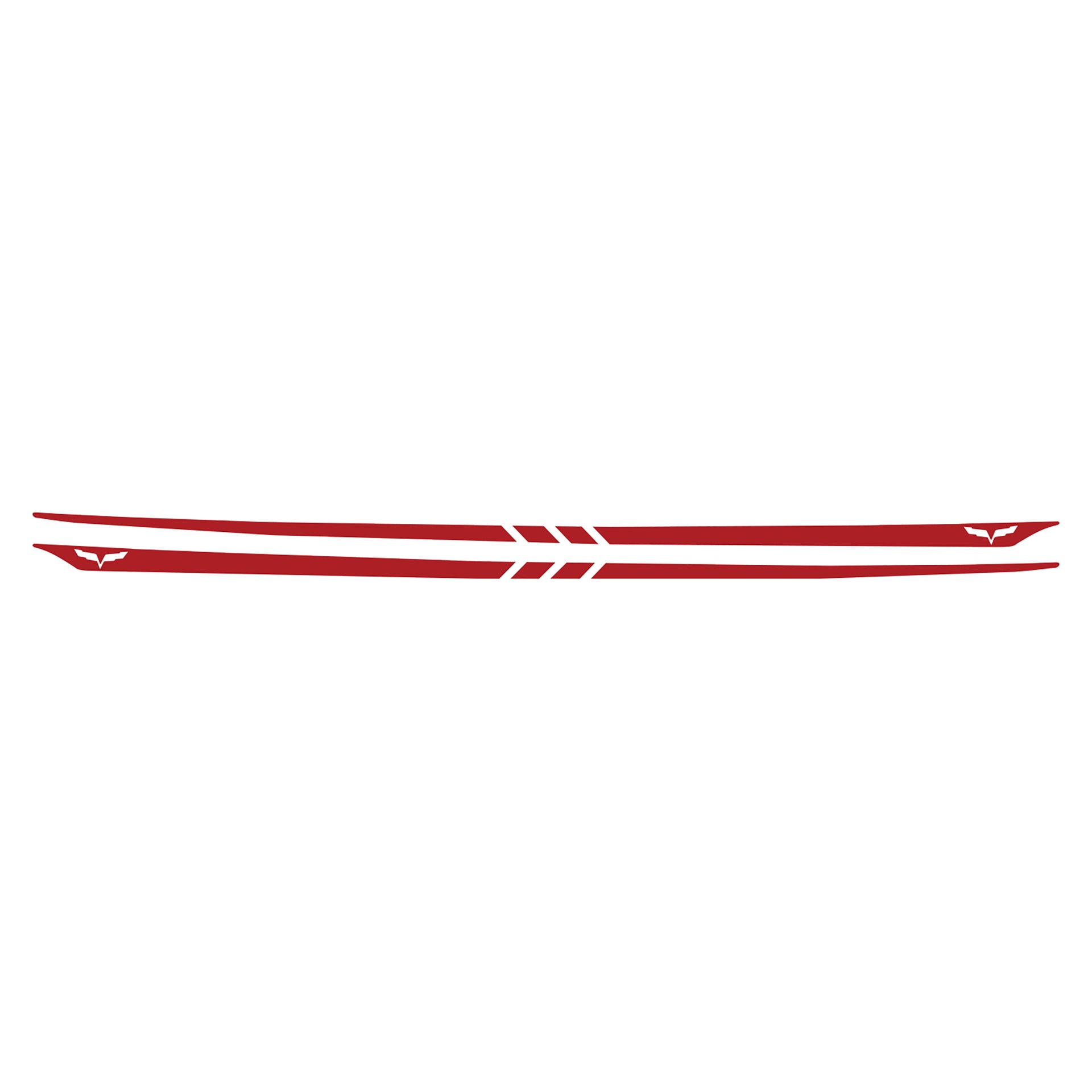 2005-2013 Corvette Hood Stripes Decal Three Stripes w/ Crossed Flags Outline Gloss Red - CA-77969-Corvette-Store-Online