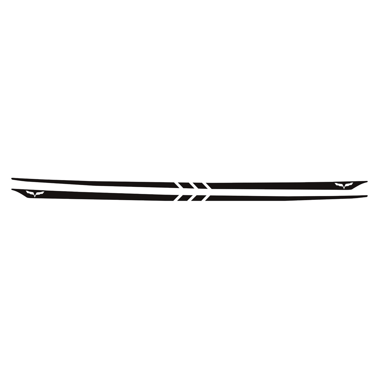 2005-2013 Corvette Hood Stripes Decal Three Stripes w/ Crossed Flags Outline Matte Black - CA-77970-Corvette-Store-Online