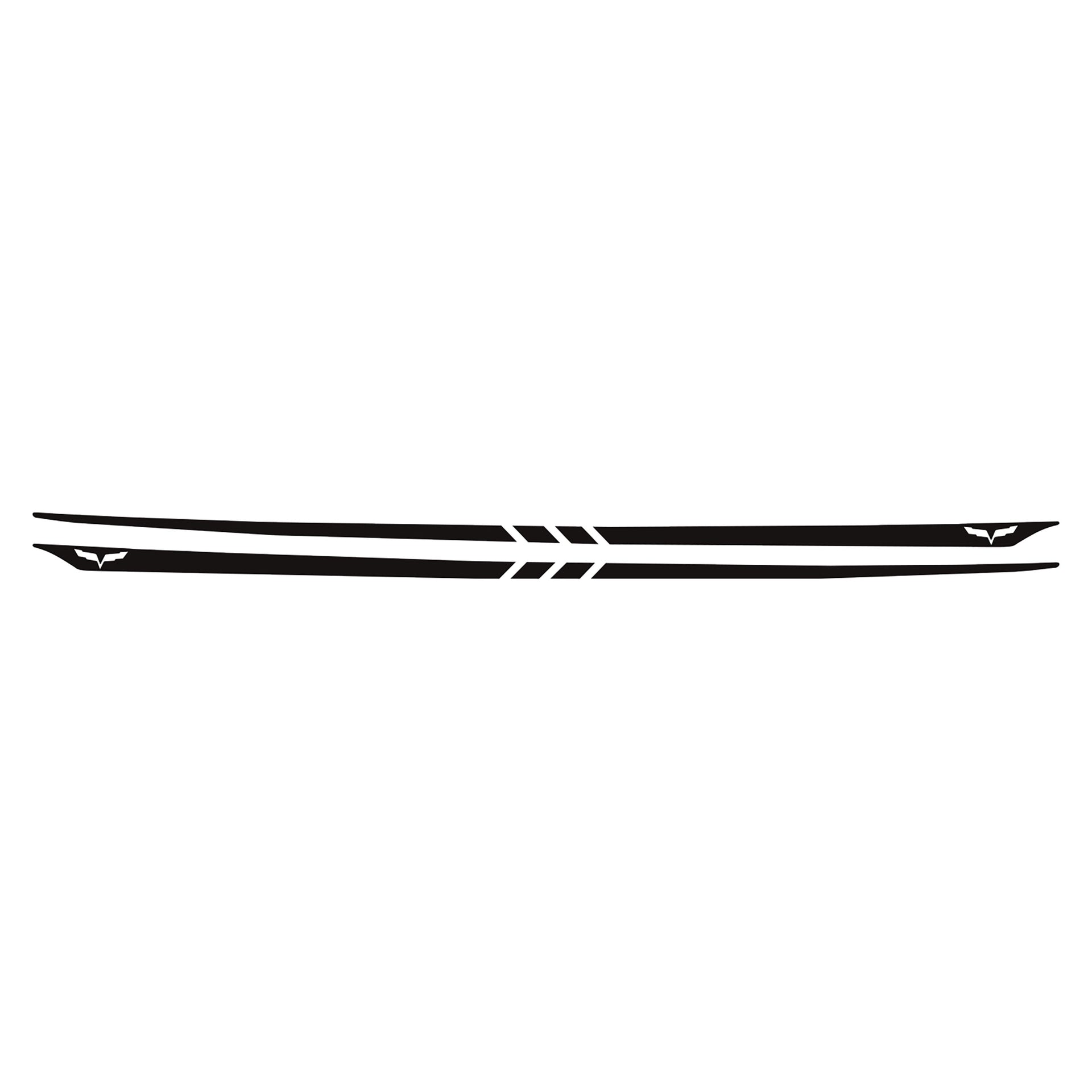 2005-2013 Corvette Hood Stripes Decal Three Stripes w/ Crossed Flags Outline Matte Black - CA-77970-Corvette-Store-Online