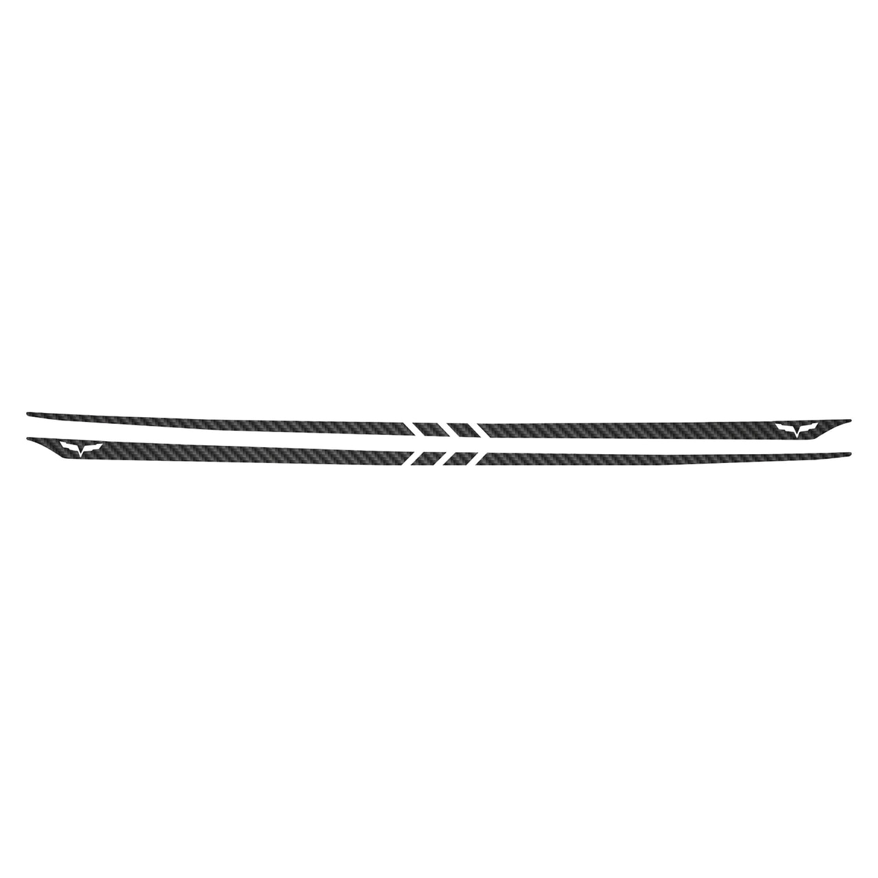 2005-2013 Corvette Hood Stripes Decal Three Stripes w/ Crossed Flags Outline Black Carbon Fiber - CA-77971-Corvette-Store-Online
